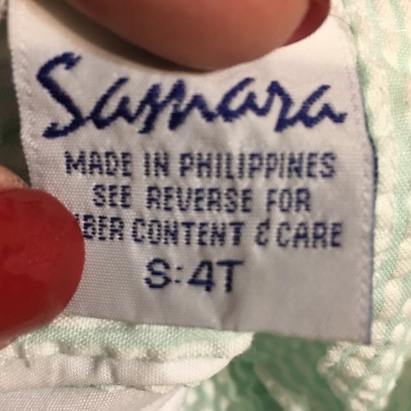 Samara Seersucker Girls Summer Dress & bloomers. - Picture 6 of 6